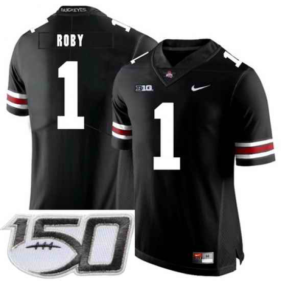 Ohio State Buckeyes 1 Bradley Roby Black Nike College Football Stitched 150th Anniversary Patch Jersey